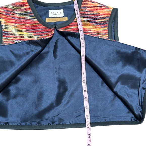 Renata Gasparian knit open front cropped vest one size artsy bohemian rainbow - Picture 5 of 6
